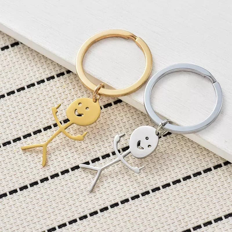 Cross-border Fun Graffiti Stick Figure Bag Charm Men's Creative Stainless Steel Alloy Keychain Small Gift Wholesale