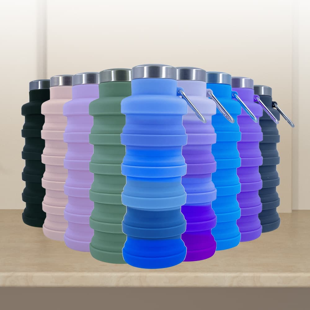 Cross-border Bestseller Silicone Collapsible Water Bottle, Creative Cycling Retractable Cup, Portable Outdoor Sports Water Bottle Gift