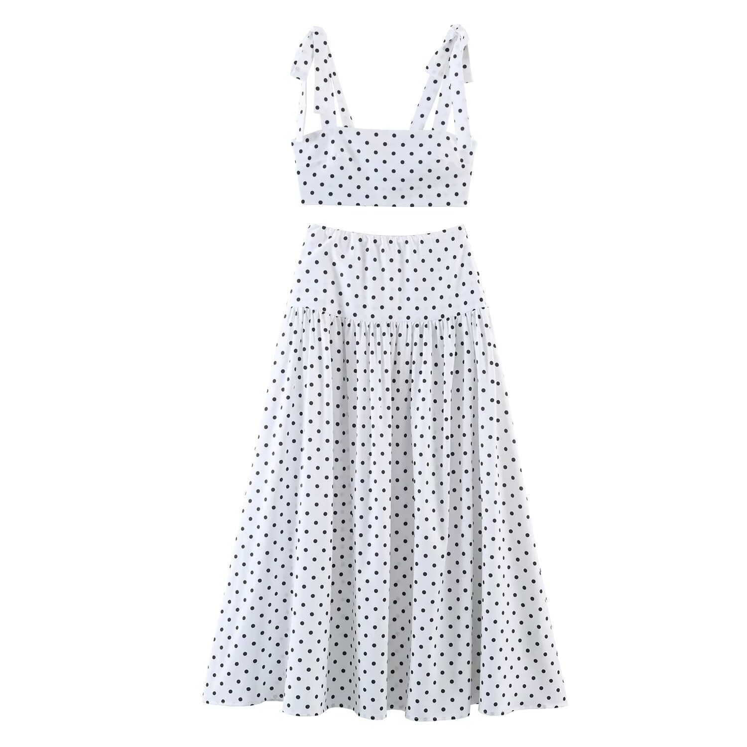 Myst&Za 2026 Fashion European and American Style New Blended Stripe Bow Detail Strap Vintage High-Waist Skirt