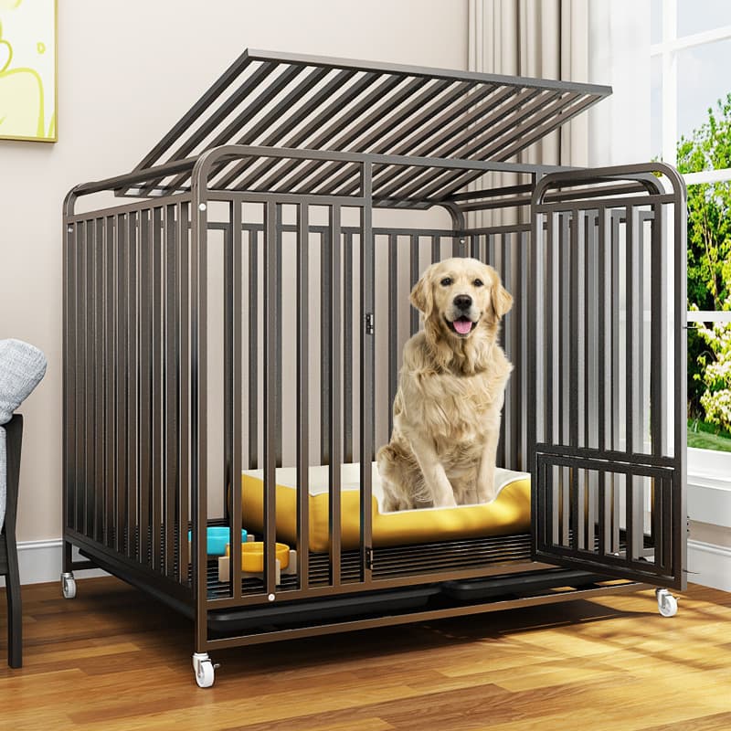 Wholesale Dog Crate for Medium and Large Dogs, Small Dogs, All Square Tube Indoor Pet Cage with Tray, Iron Cage