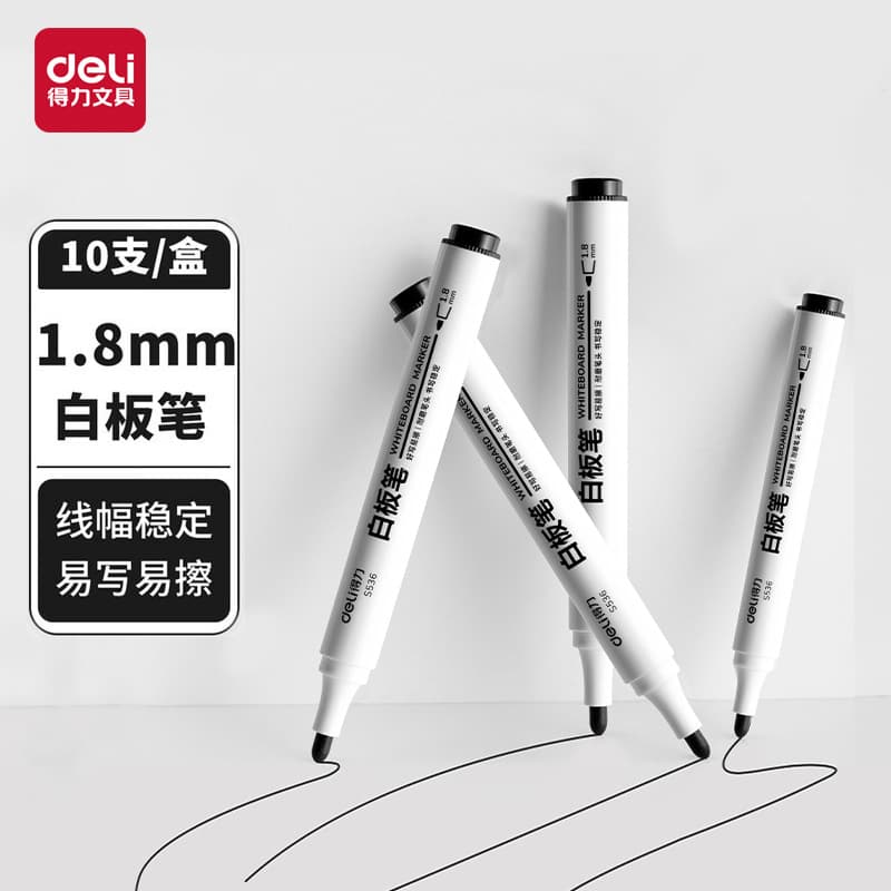 Deli S536 Whiteboard Marker, Large Capacity, Erasable, for Kids Blackboard and Writing Board, Black, Wholesale