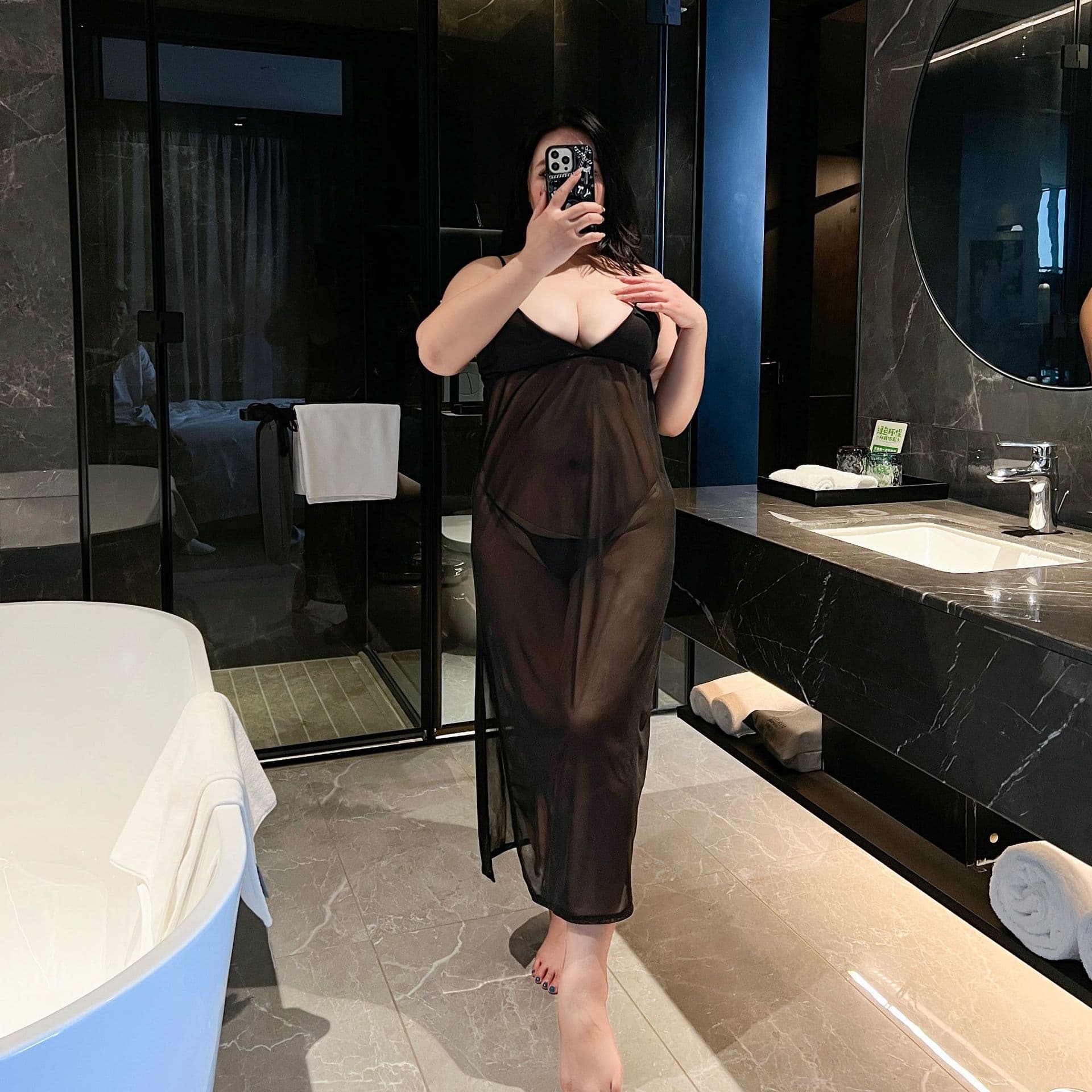 Plus Size Sexy Lingerie See-through Nightgown for Curvy Women Pure Style Drop Shipping