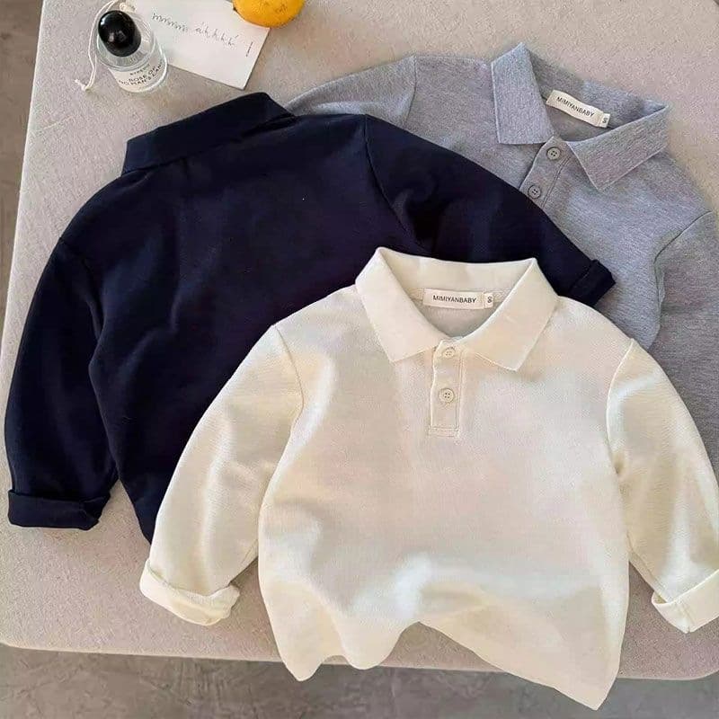 Kids Polo Shirt Boys Long Sleeve 2025 Spring/Autumn New, Older Kids T-Shirt Trendy Korean Style Top