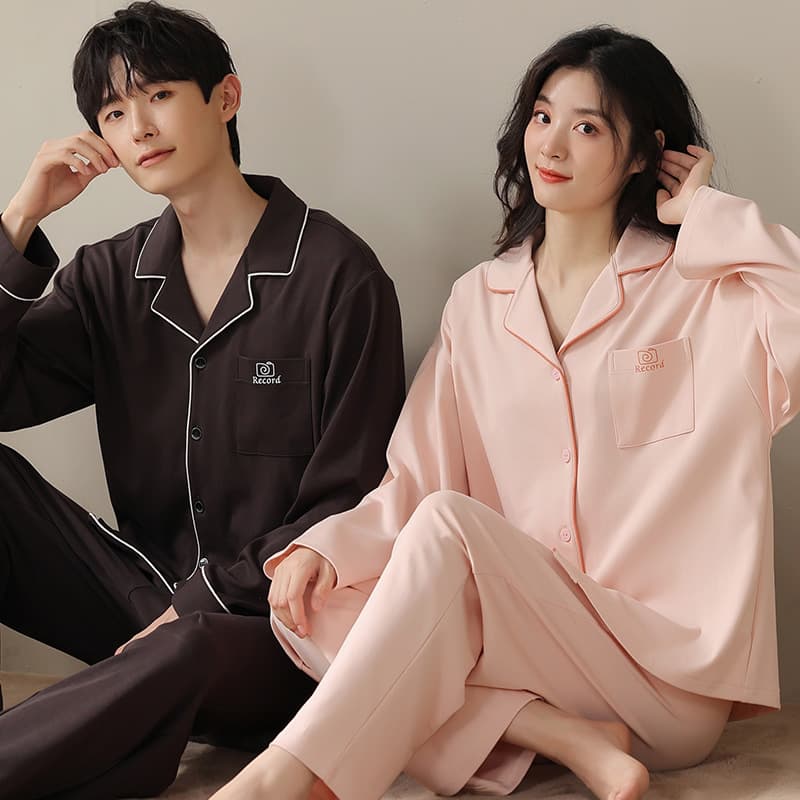 New Spring/Autumn Couple Pajamas Women Cotton Cute Cartoon Homewear Men Long Sleeve Korean Style Set Plus Size