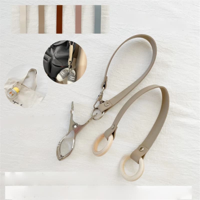 Baby stroller shoe clip for outing, leather bottle cup holder, leather buckle, children's shoe storage clip
