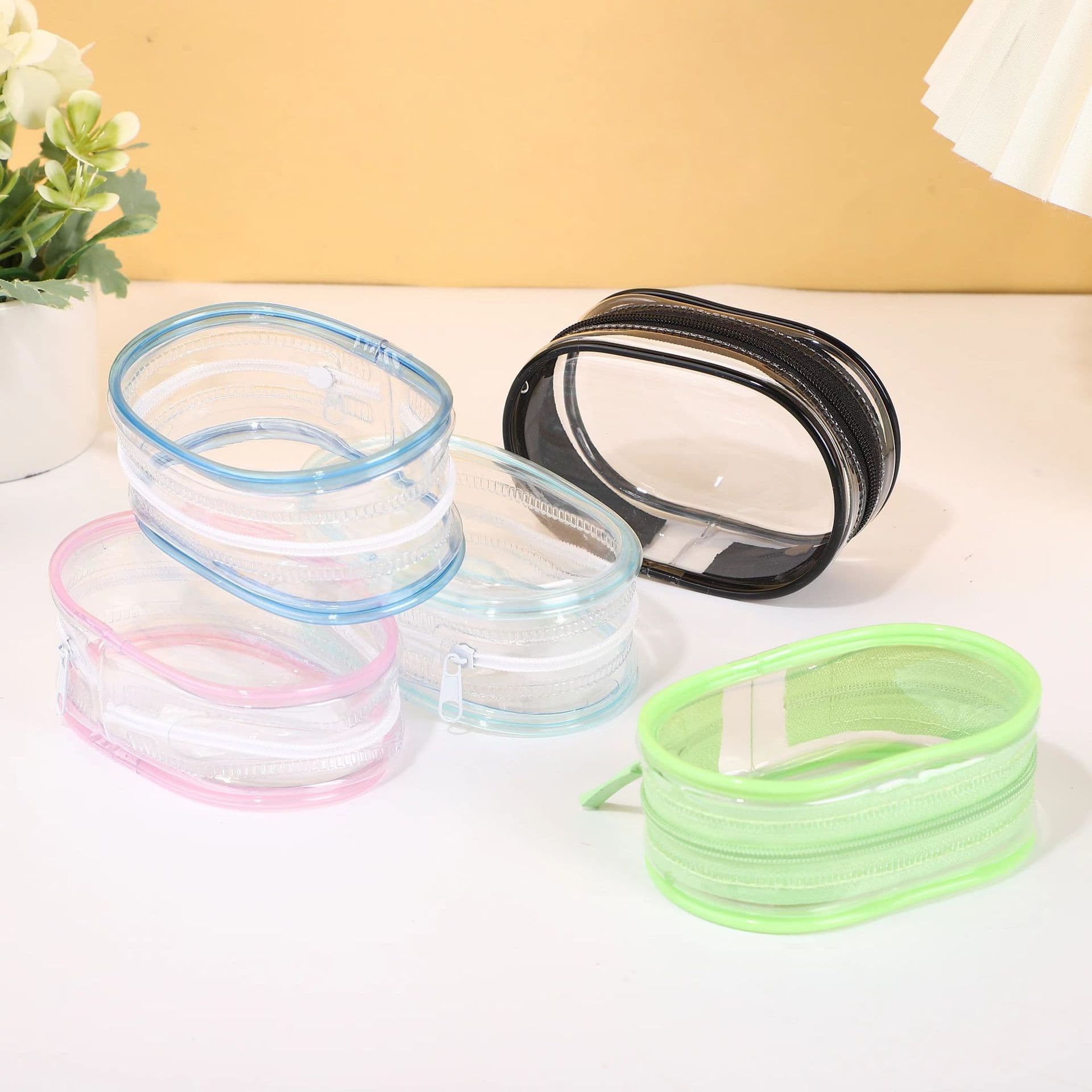 Printed version of transparent data cable charger storage bag headphone storage bag cosmetic bag toiletry bag factory ready stock