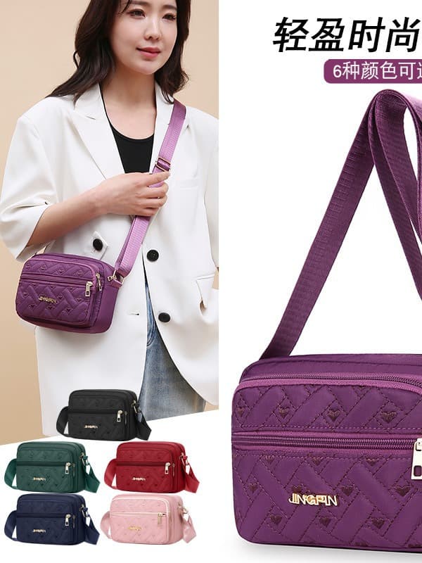 New Style Middle-Aged Mom Women's Crossbody Bag Multi-Layer Printed Shoulder Bag Women's Waterproof Backpack Versatile Zipper Coin Purse