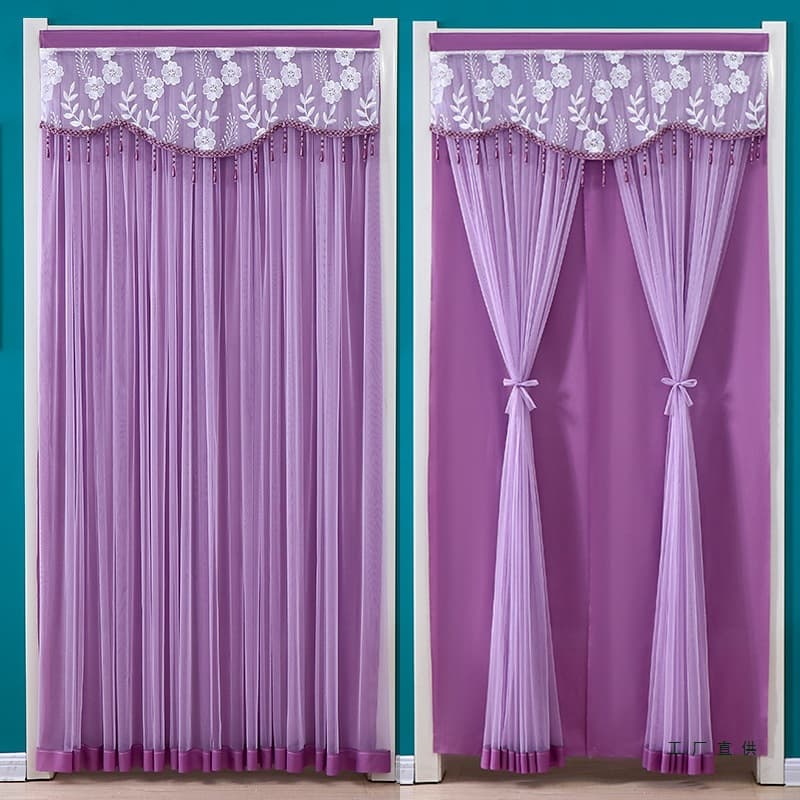 Lace Door Curtain Partition, No-Drilling, for Bedroom Kitchen, Double-Layer, Sheer, Mosquito-Proof, New Summer Style