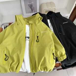 Boys Windbreaker Jacket Spring Autumn New Kids Casual Hooded Top Middle and Little Boys Cool Jacket