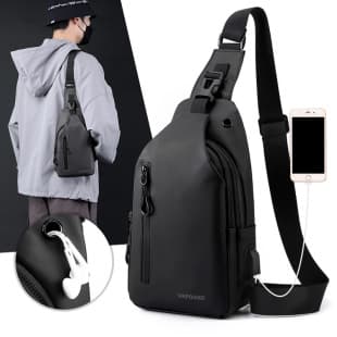 Cross-Border New Men's Chest Bag Casual Large Capacity Single Shoulder Crossbody Bag Korean Style Motorcycle Bag Water-Resistant Trendy Backpack