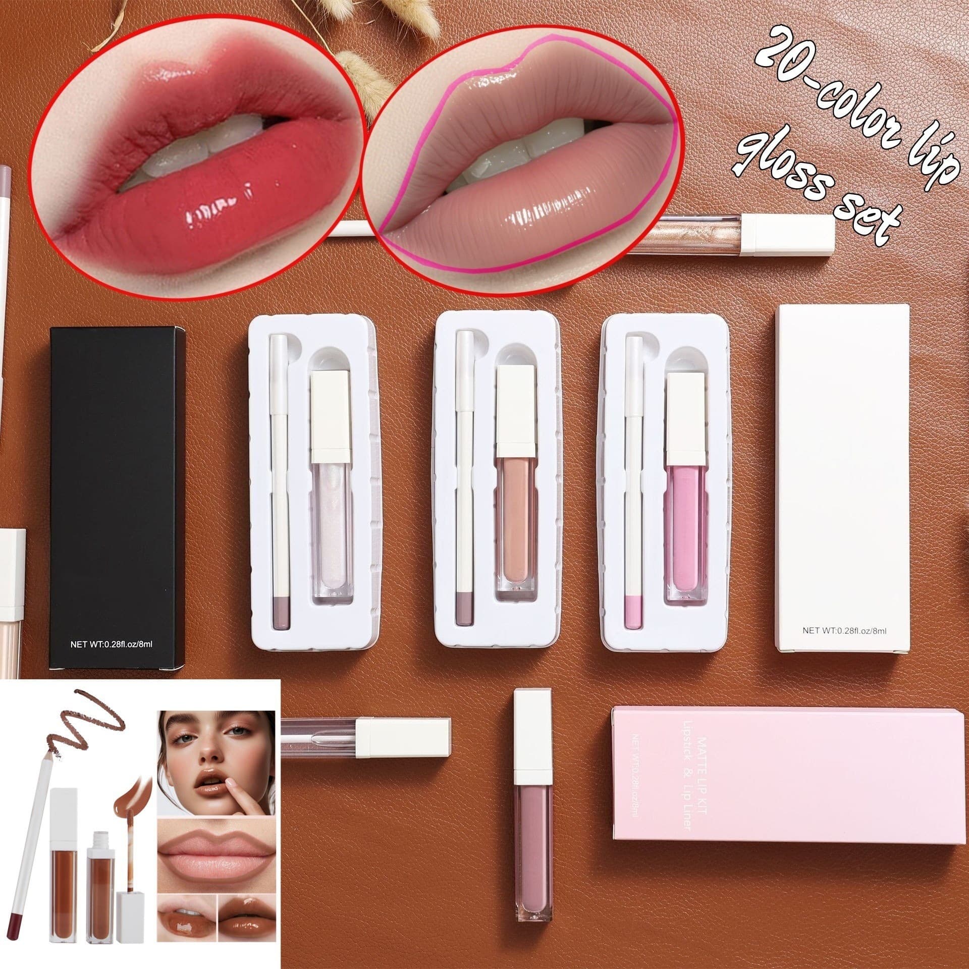 Mirror Gloss Lip Liner Set Cross-border Cosmetics Silky Moisturizing Lip Liner Lipstick No Logo In Stock