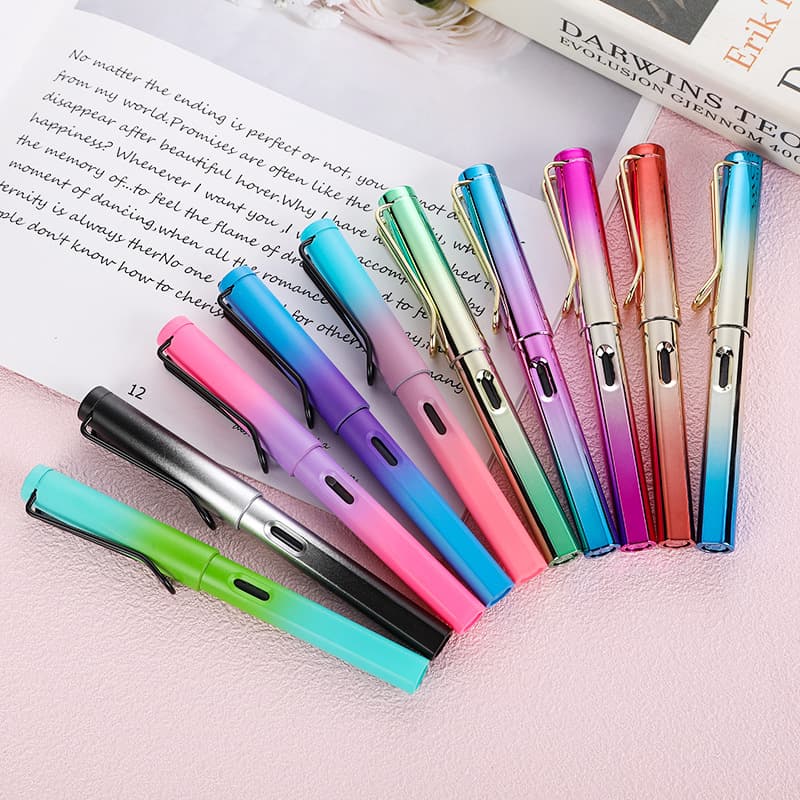Colorful Posture Correction Student Calligraphy Pen, Gradient Office Gift Iridium Nib Custom Logo Sign Pen