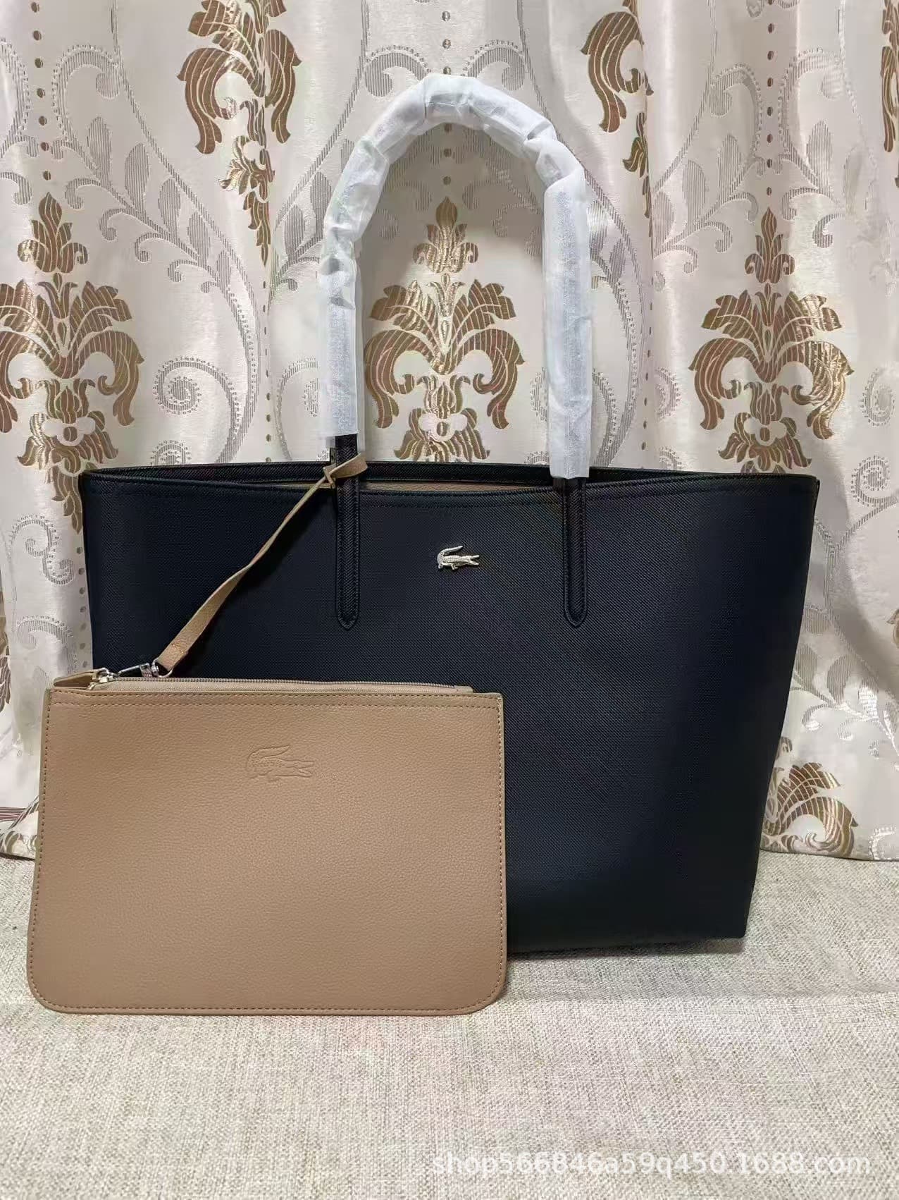 Cross-border Supply Crocodile Pattern Reversible Tote Bag with Detachable Pouch, Large Capacity Shoulder Handbag for Commuting Women Shopping Bag