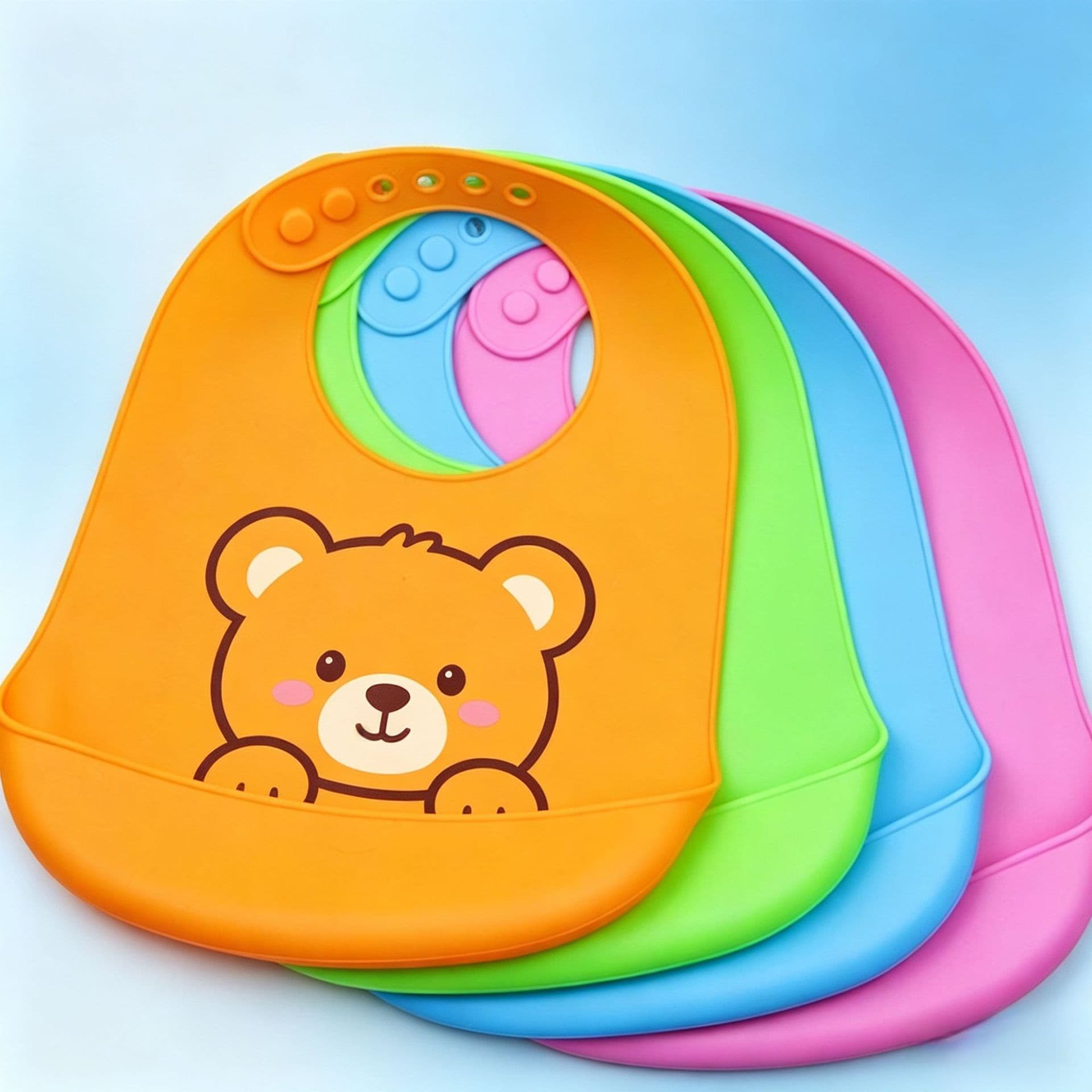 Spot baby silicone bib children's waterproof three-dimensional rice bag child bib no-wash anti-leak saliva
