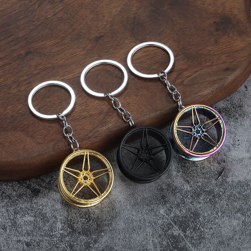 Metal key chain turbine gear wheel hub brake disc shock absorber caliper car key chain pendant cross-border exclusive supply