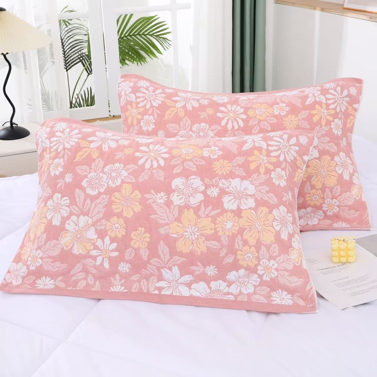 A pair of gauze cotton pillowcases, a popular item on e-commerce live streams, extra large, thick, soft, skin-friendly, and pill-resistant, available for drop shipping.