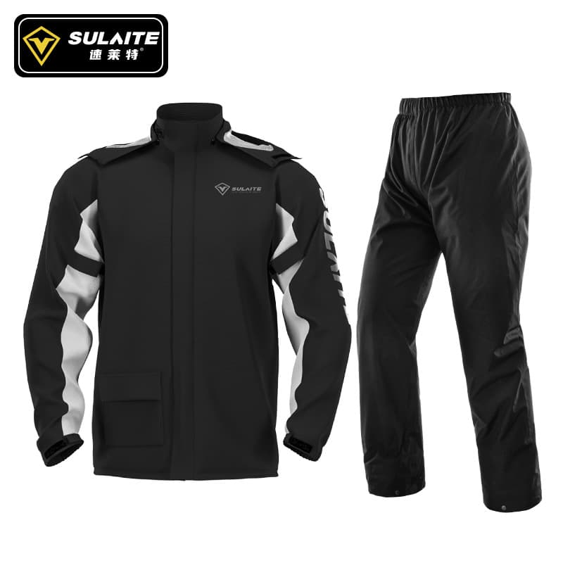 SULAITE Motorcycle Raincoat and Pants Set for Outdoor Riding - Full Body Separate Raincoat and Pants with Concealed Shoe Covers