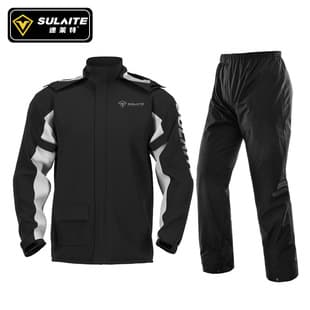SULAITE Motorcycle Rain Suit Jacket and Pants Set Outdoor Riding Full Body Split Rain Gear with Hidden Shoe Covers