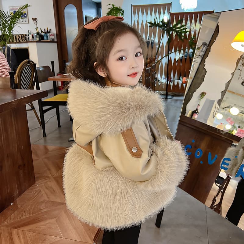 Girls Autumn Winter Coat 2026 New Baby Winter Stylish Fleece Lined Leather Jacket Children Top Little Girl Fur
