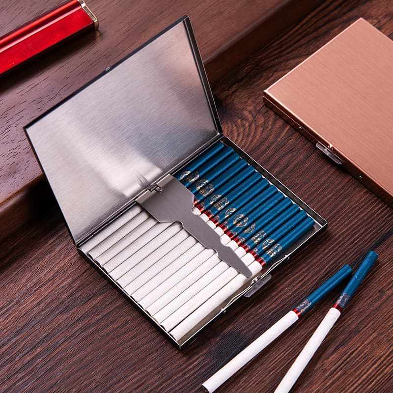 In Stock Men's and Women's Slim 9-Cigarette Case Metal Cigarette Case Stainless Steel Cigarette Holder Gold Cigarette Case