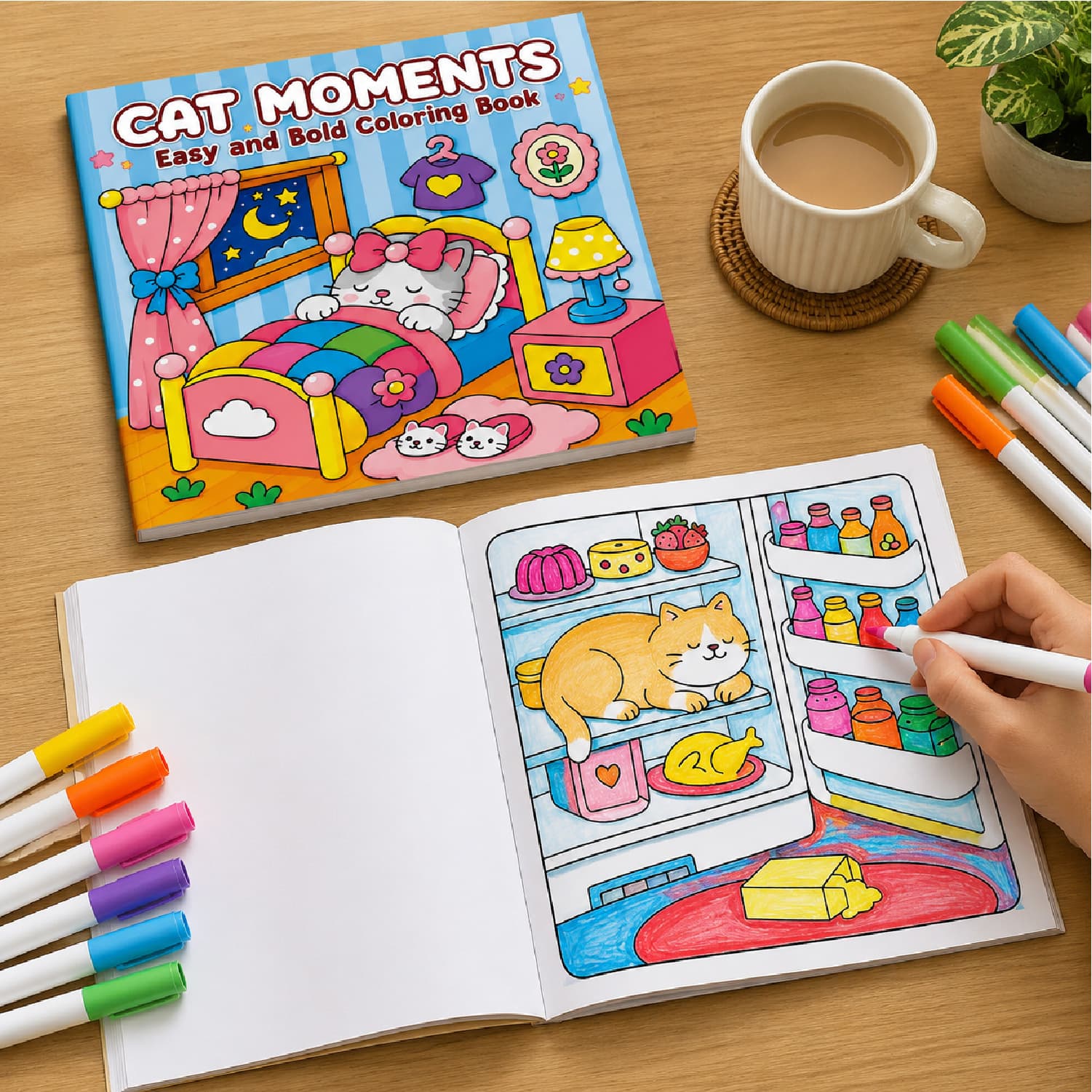 Cross-Border New Product: Adult Stress-Relief Coloring Book, Cute and Therapeutic Coloring Book, Cat-Themed Drawing Book, Wholesale from Manufacturer
