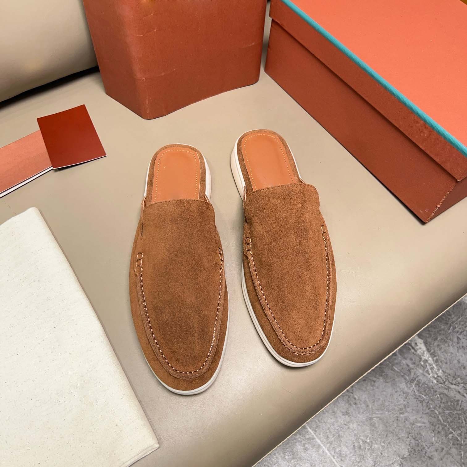 Summer new style Baotou slippers, flat-soled half-slippers, men's slip-on shoes, slippers, large size summer walking shoes