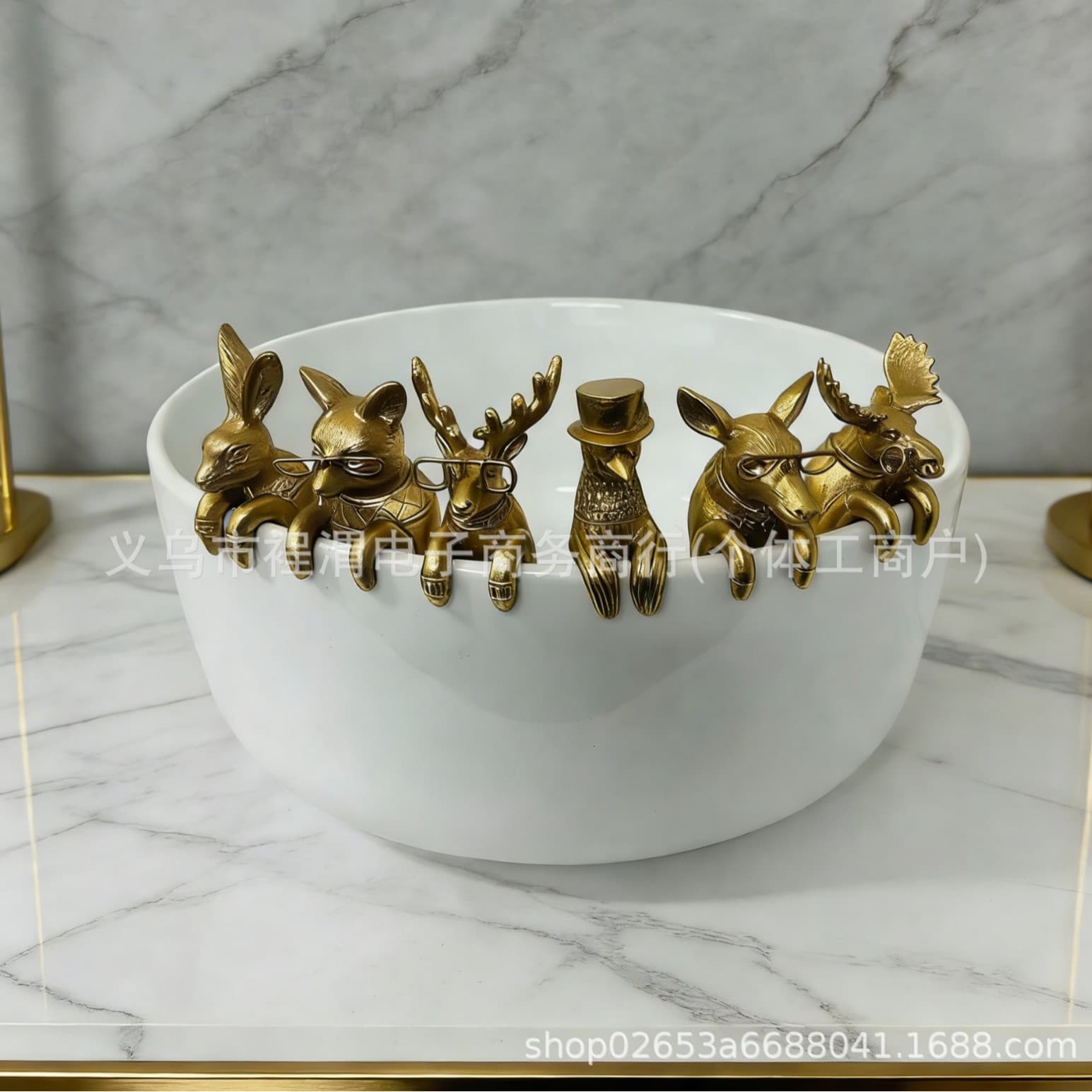 Vintage Antique Bronze Animal Figurine Ornament Indoor Home Decor Living Room Mantel Resin Craft Desktop Flower Pot Decoration