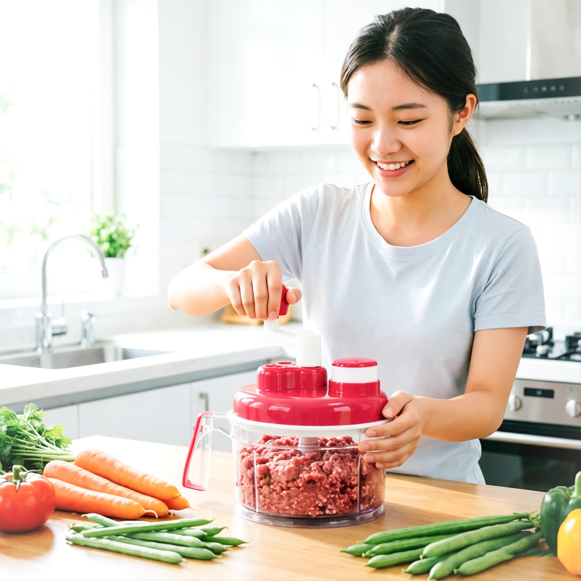 Vegetable Chopper for Dumpling Filling, Multifunctional Kitchen Hand-Crank Cutter, Garlic Mincer, New Hand-Crank Vegetable Chopper