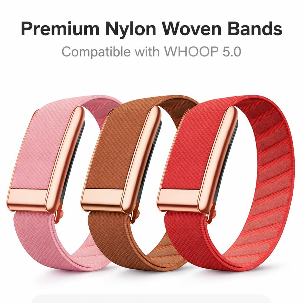 Whoop 5.0 MG Nylon Knit Replacement Strap Rose Gold Accessory Comfortable Breathable In Stock Ships Immediately