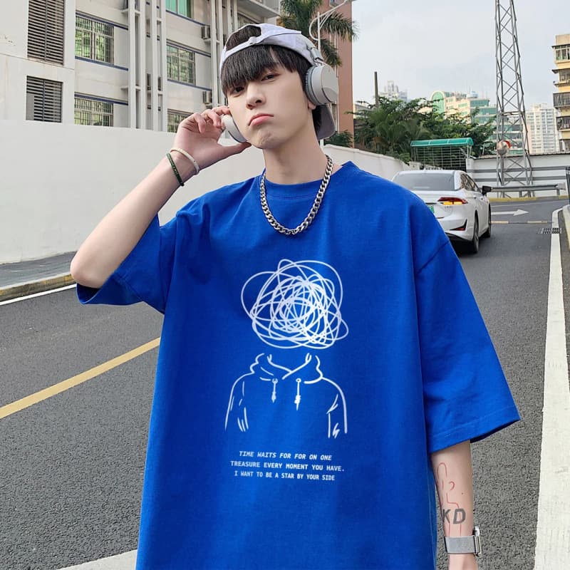 Heavy 100% cotton large size 300 pounds oversize personalized sports men's T-shirt daily niche loose short sleeves