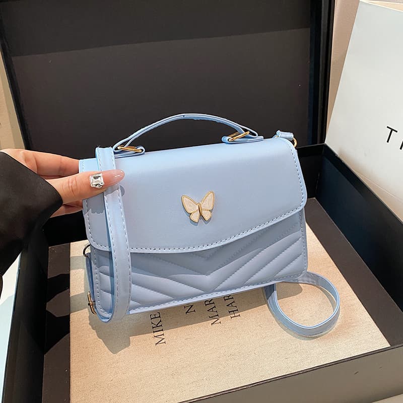 Fashionable Stitched Small Handbag for Women 2025 New Style Top-Handle Crossbody Bag Classic Women's Bag Minimalist Solid Color Small Square Bag