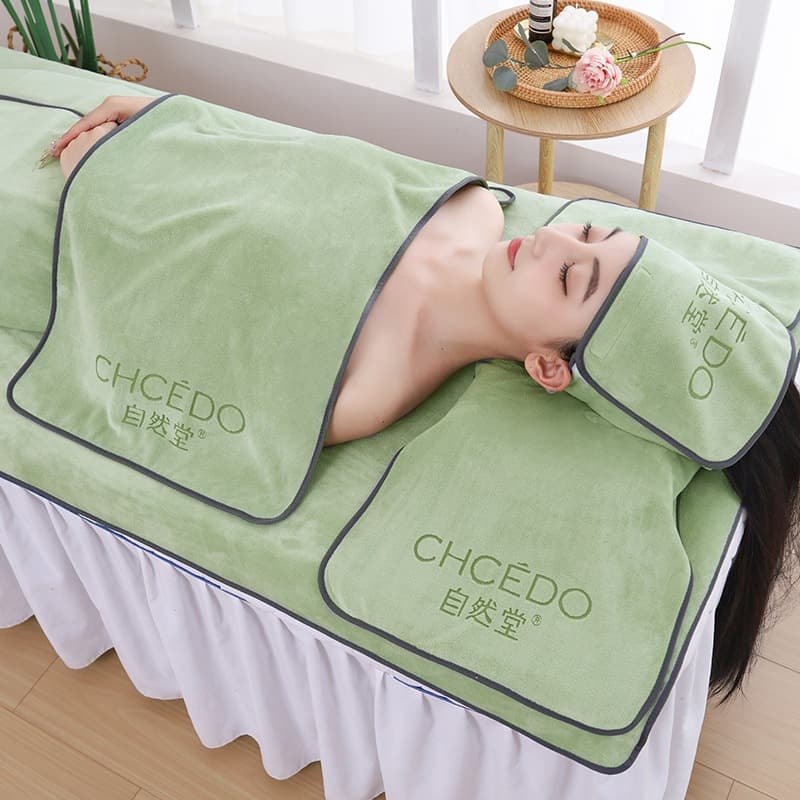 Professional Salon Towels for Ear Cleaning and Massage Therapy, Matcha-Colored Pillow and Chest Towels, Soft and Absorbent with Factory Logo