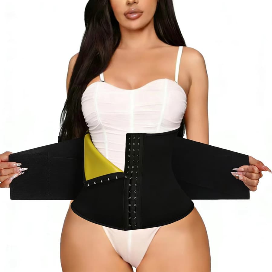 PU Coated Lined Row Hook Compression Women's Shaping Neoprene Waist Trainer Trimmer Belt