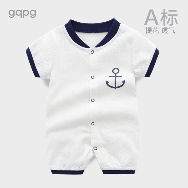 Summer Outfit Baby Boy Clothes Full Month One Year Old Crawling Suit Gentleman Baby Romper Short Sleeve Cotton Onesie