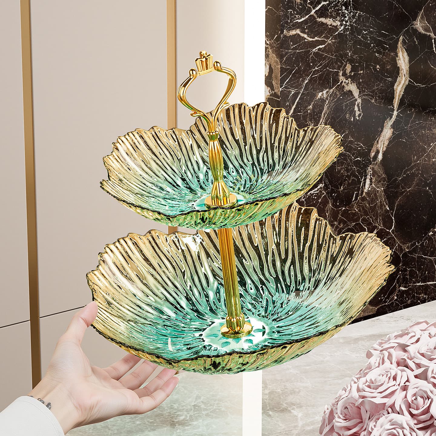 European Style Gradient Multi-Layer Display Stand Platter Dessert Table Pastry Fruit Display Plastic Ornament Coffee Table Cake Tray