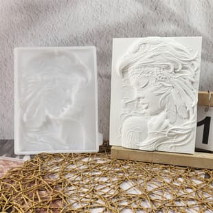 S1140 Eagle Woman Semi-3D Desktop Decorative Cement Plaster Mold DIY Silicone Mold