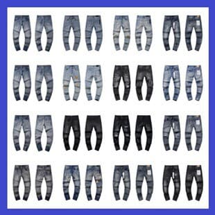 Cross-border wholesale purple American high street ripped patch trendy vintage straight-leg Amiri denim jeans brand