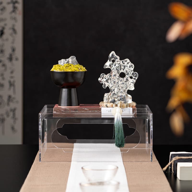 Yibeizi new Chinese style transparent Taihu stone base ornaments tea ceremony tea exhibition hall model room living room decoration combination