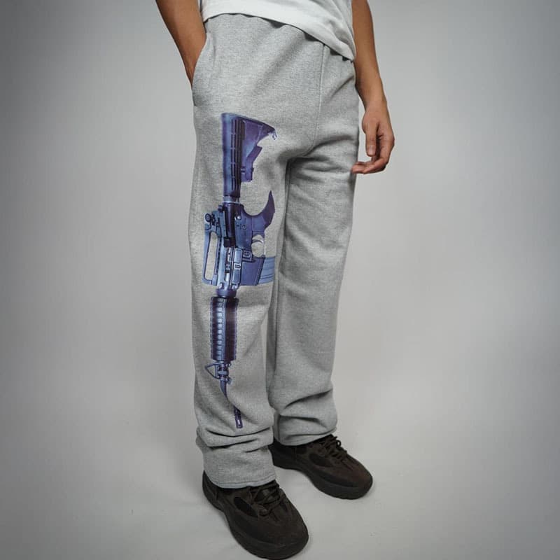 2025 West Coast Trendy Sweatpants Gray Pants Cross-Border Wholesale Hip-Hop Sports Style Printed Pants Emo Wholesale
