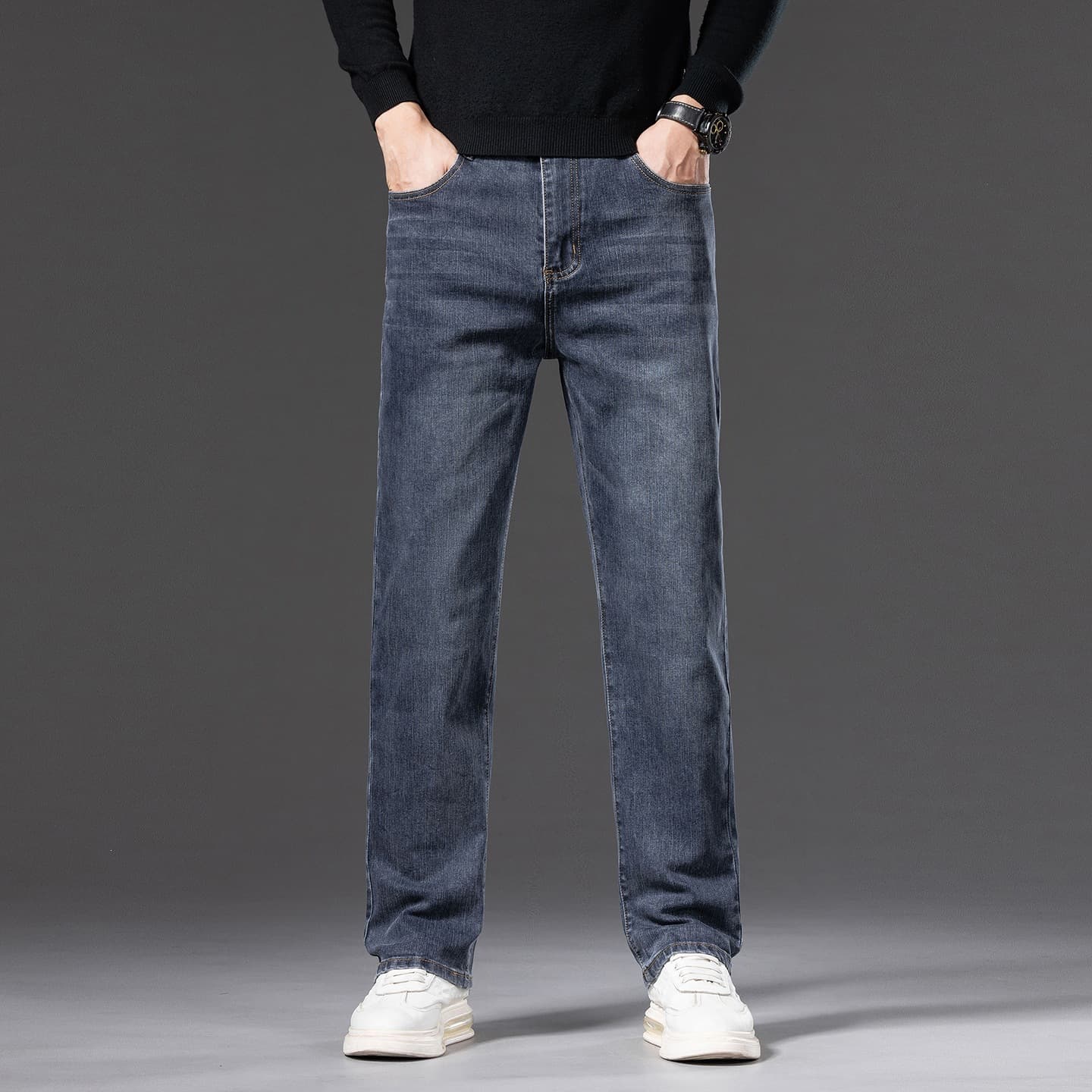 Xinxiang New Autumn/Winter Men's Jeans Light Business Casual Straight Fit Relaxed Middle-Aged High-End Stretch Denim Pants