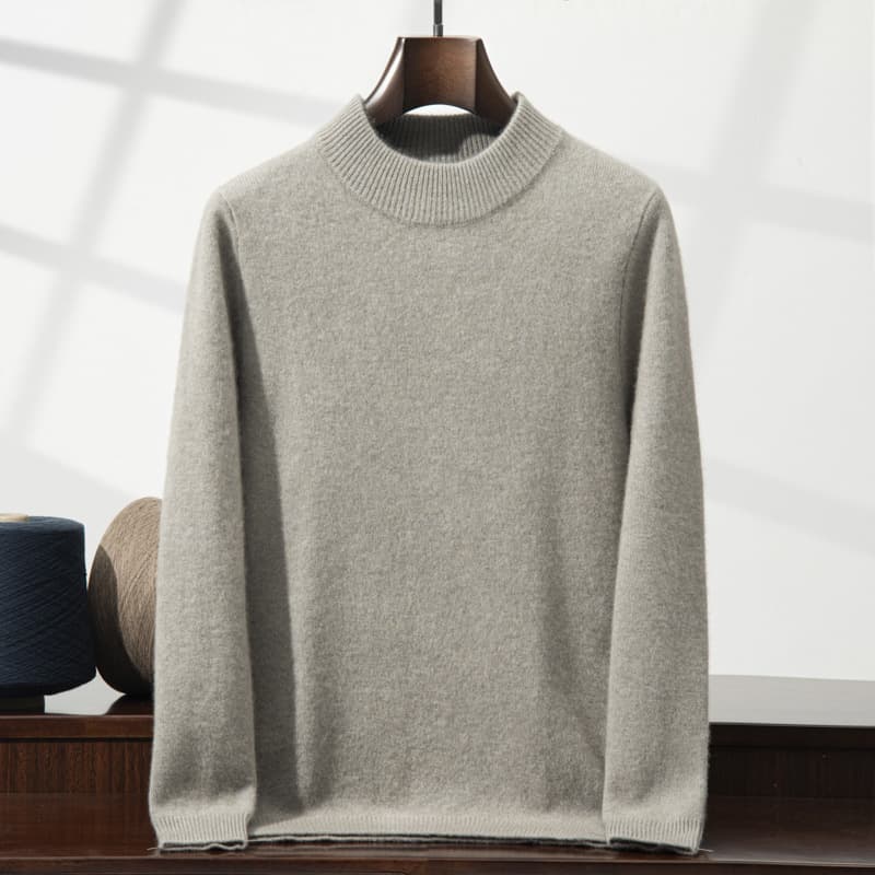 Autumn and winter seven-needle double-strand thickened double-layer half turtleneck cashmere sweater men's knitted bottoming shirt loose warm sweater