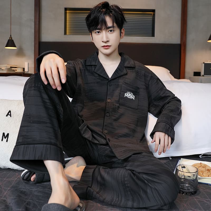 Men's Pajamas Spring/Autumn Cotton-Like Long Sleeve 2023 New Cardigan Wear-Out Casual Loungewear Winter