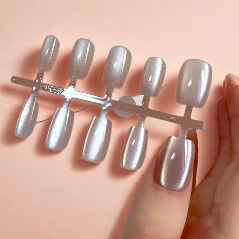 3018# Handmade Nail Tips / 10.5 Cat Eye Style - Yuan Ningqi Nail Art - False Nail Tips - Finished Gold Foil