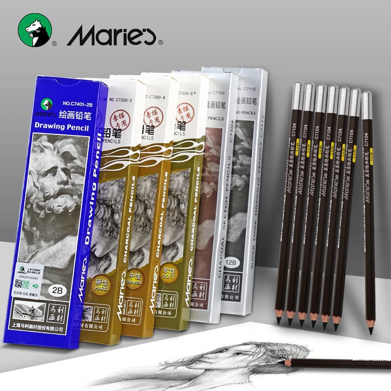 Marley Pencil HB Student Painting Drawing Sketch Tool Set Soft Carbon 14B Matte Charcoal 2B Pencil Wholesale