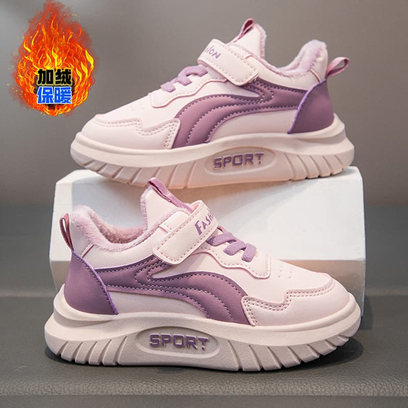Girls' Board Shoes Fleece-Lined Children's Winter Shoes New Thick Cotton Warm Non-Slip Casual Kids' Sneakers