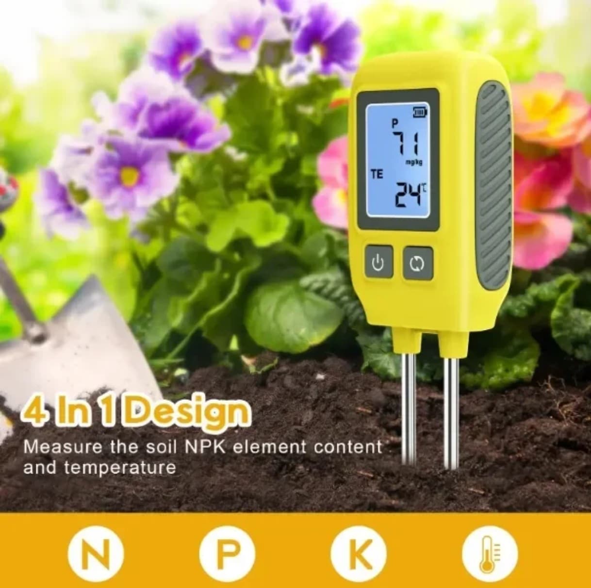 New Dual-Probe Soil Tester High-Precision 4-in-1 NPK Digital Display Soil Detector