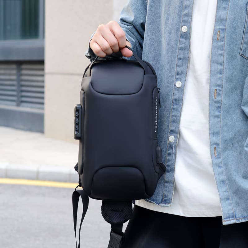 Password Lock Men's Chest Bag Anti-Theft USB Phone Crossbody Backpack Casual Sports Cycling Chest Pack Cross-border Men's Bag