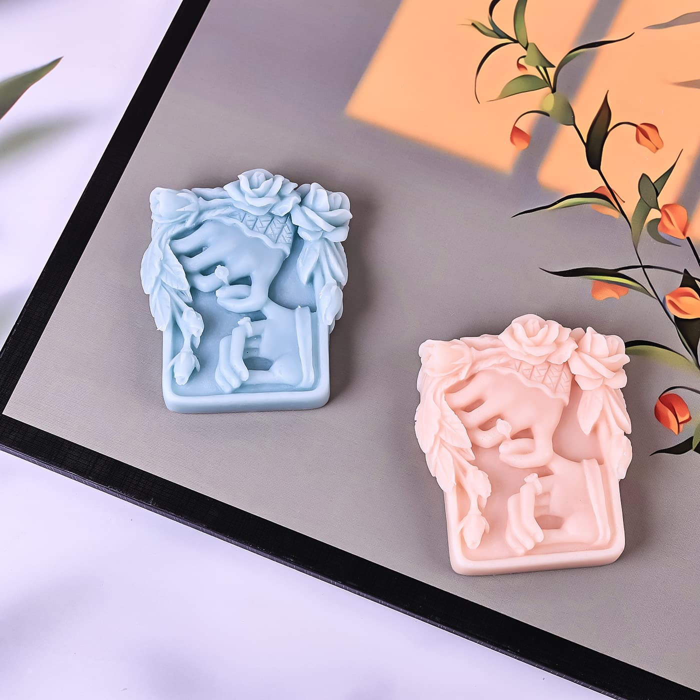 Handmade Rose Flower Silicone Mold for Baking, Candle Making, Aromatherapy, Drip Glue, and Cake Decoration, Modern Simple Style, White Color