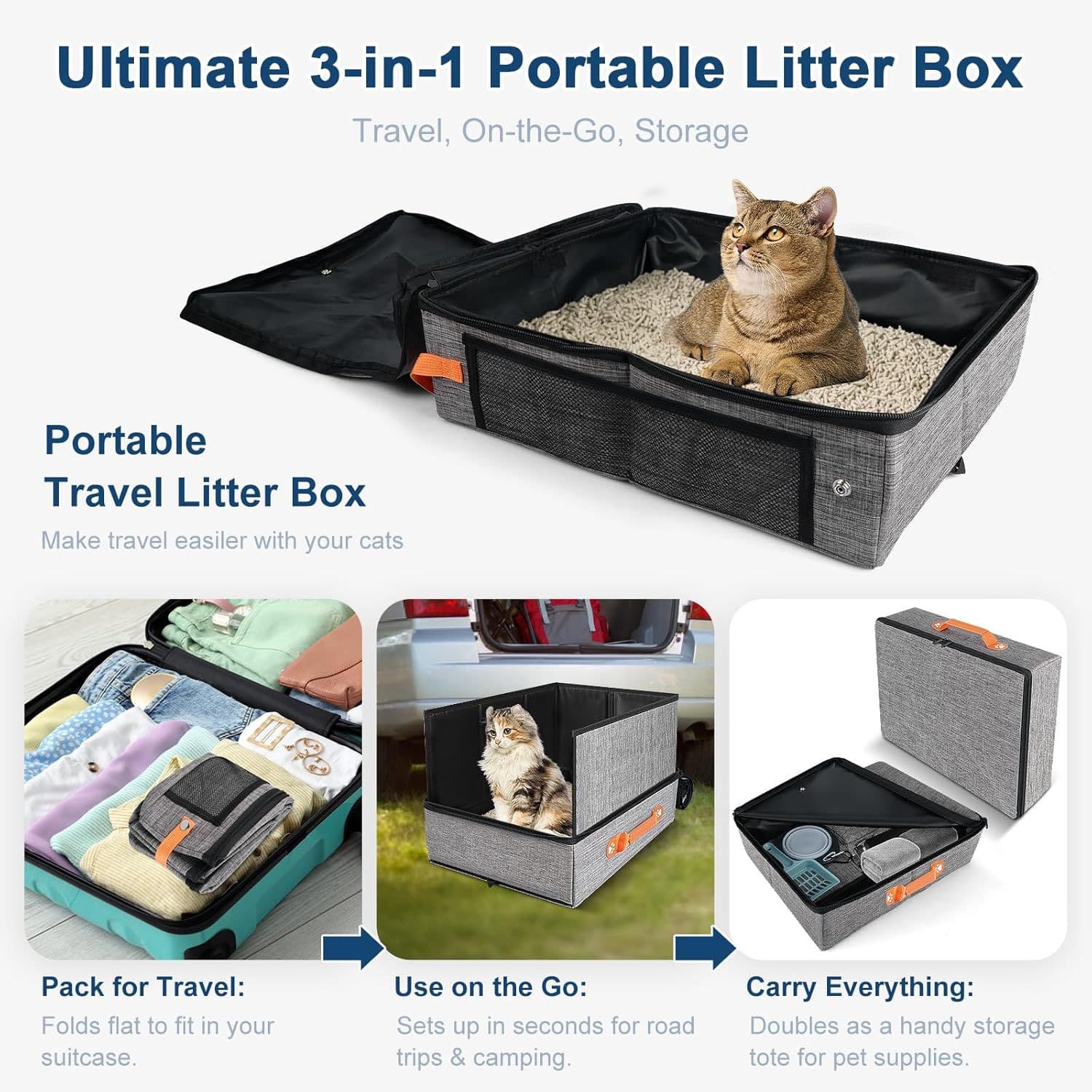 New Foldable Cat Litter Box Portable Travel Cat Toilet Bath Tub Waterproof Litter Bag Wholesale