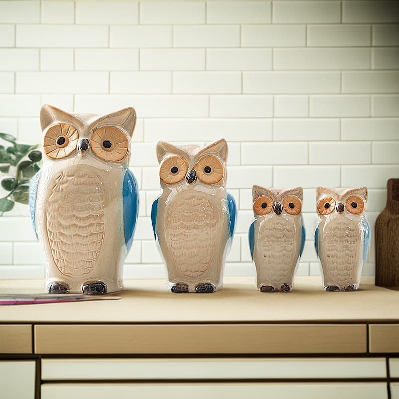 Supply of kiln-glazed owl ceramic crafts, owl home craft ornaments, European-style ornaments 1003